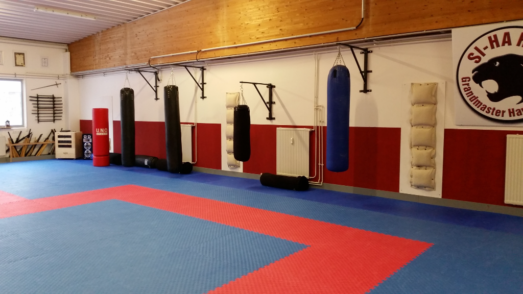 Trainingsstätte (Dojo) in Bad Oldesloe mit verschiedenen Boxsäcken